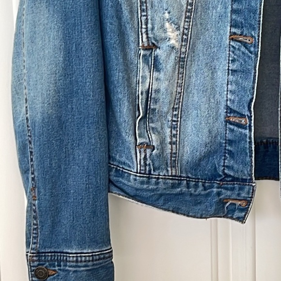 Soho Jeans blue denim jeans jacket distressed size M - Picture 4 of 12